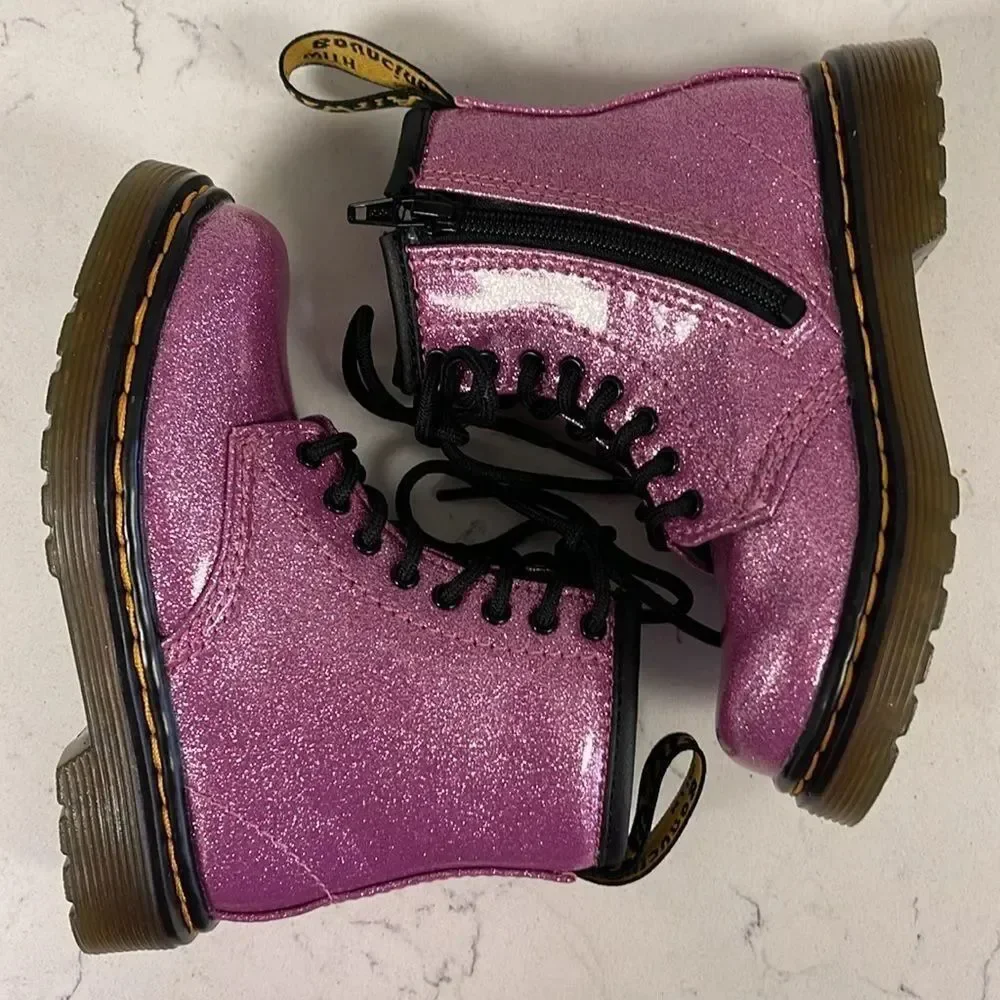 Dr. Martens 1460 8-Eye Glitter Boot - Little Kid / Toddler- Pink Size 7